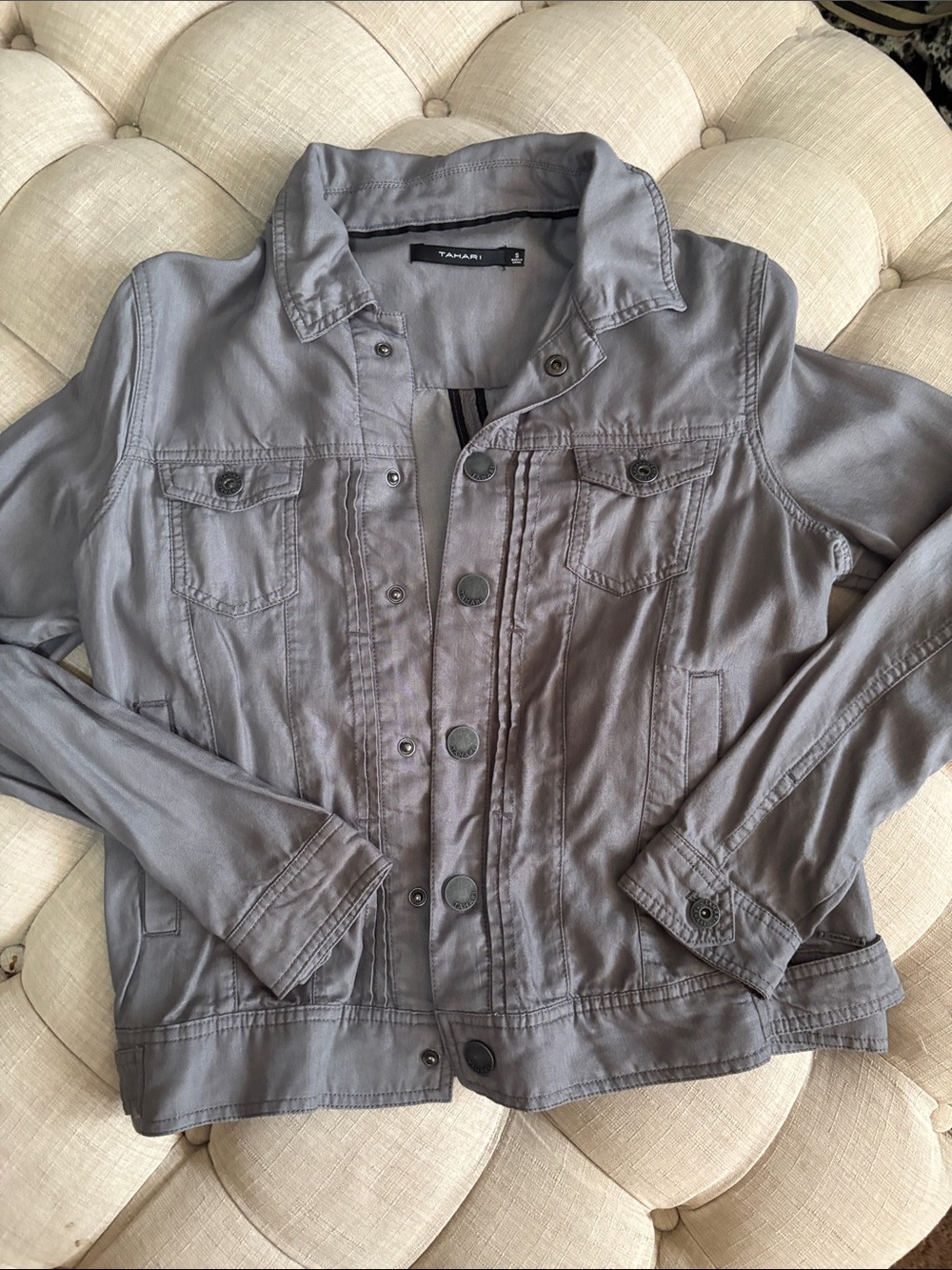 Tahari Soft Gray Button-Front Jacket NWOT